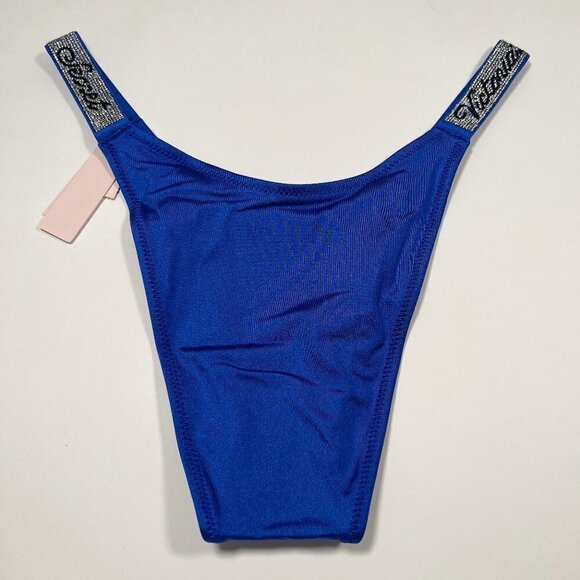 Victoria Secret 36B M Bombshell Push Up Top Bikini Set LOGO Shine Strap Blue - Picture 8 of 10